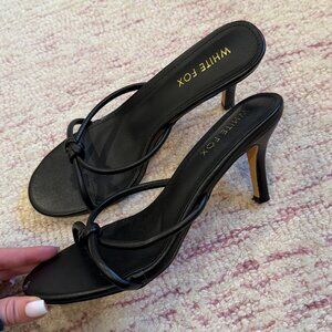 White Fox Strappy Black Kitten Heel